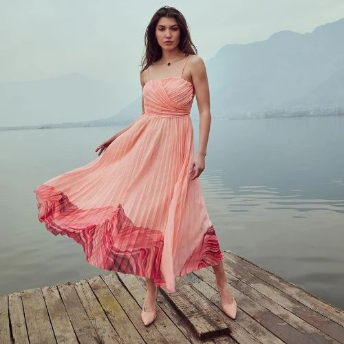 Women Fit and Flare Pink Midi/Calf Length Dress